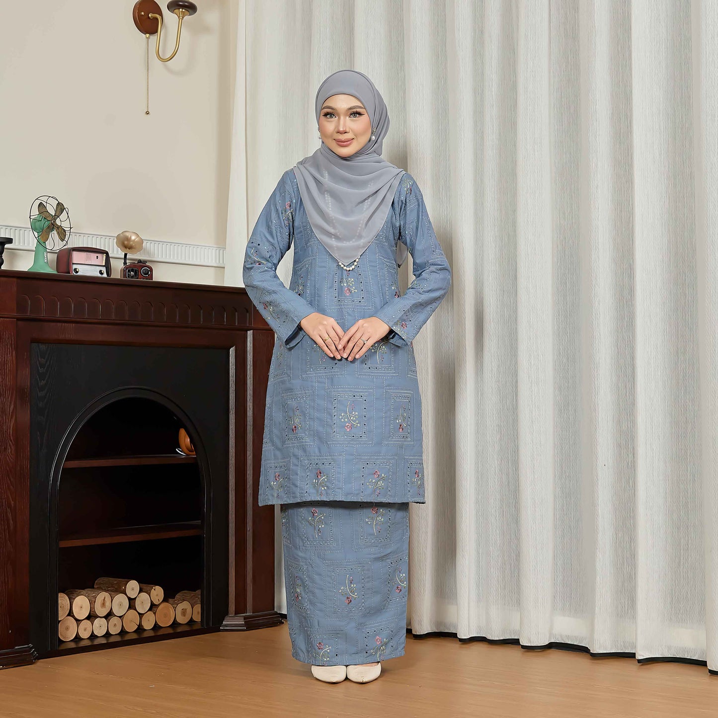 CLARA RIZQA - ALORA baju kurung cantik moden material Cotton Embroidery with lining