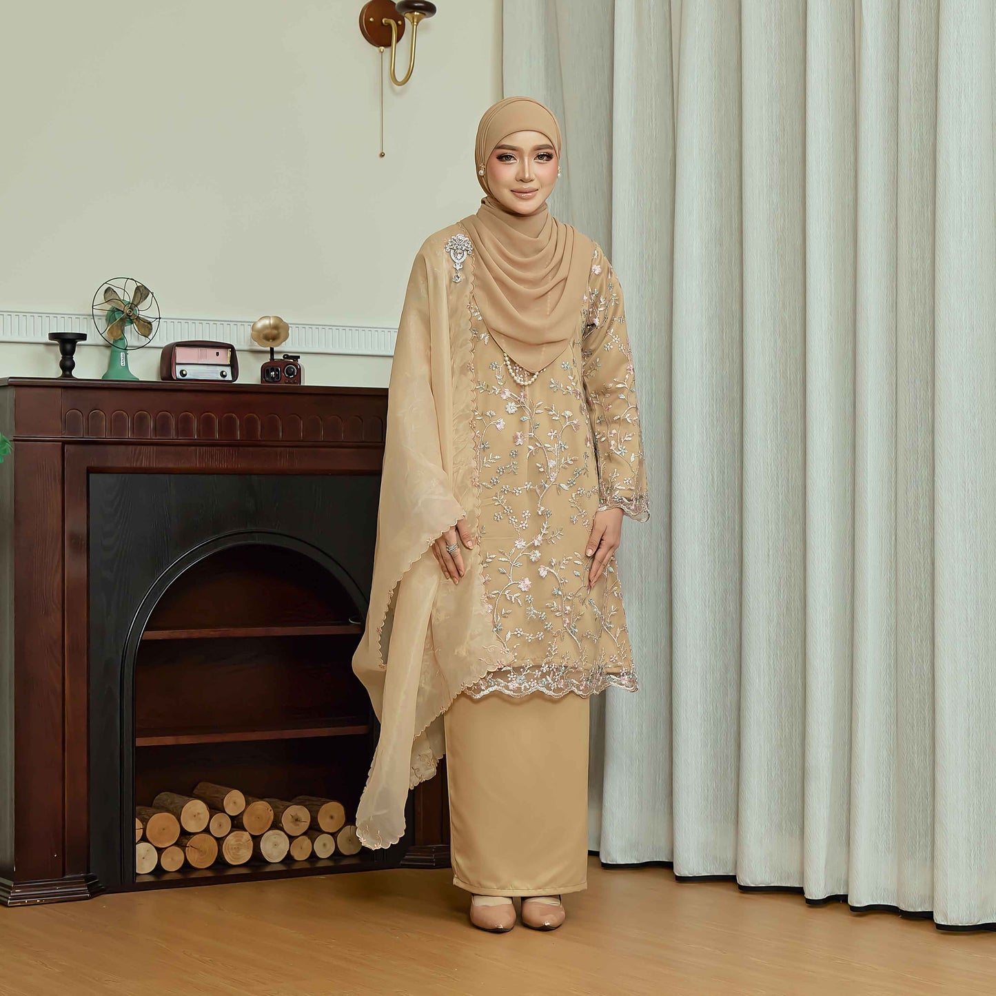 CLARA RIZQA - DIANDRA Mom baju kurung muslimah material premium pearl skin with lace