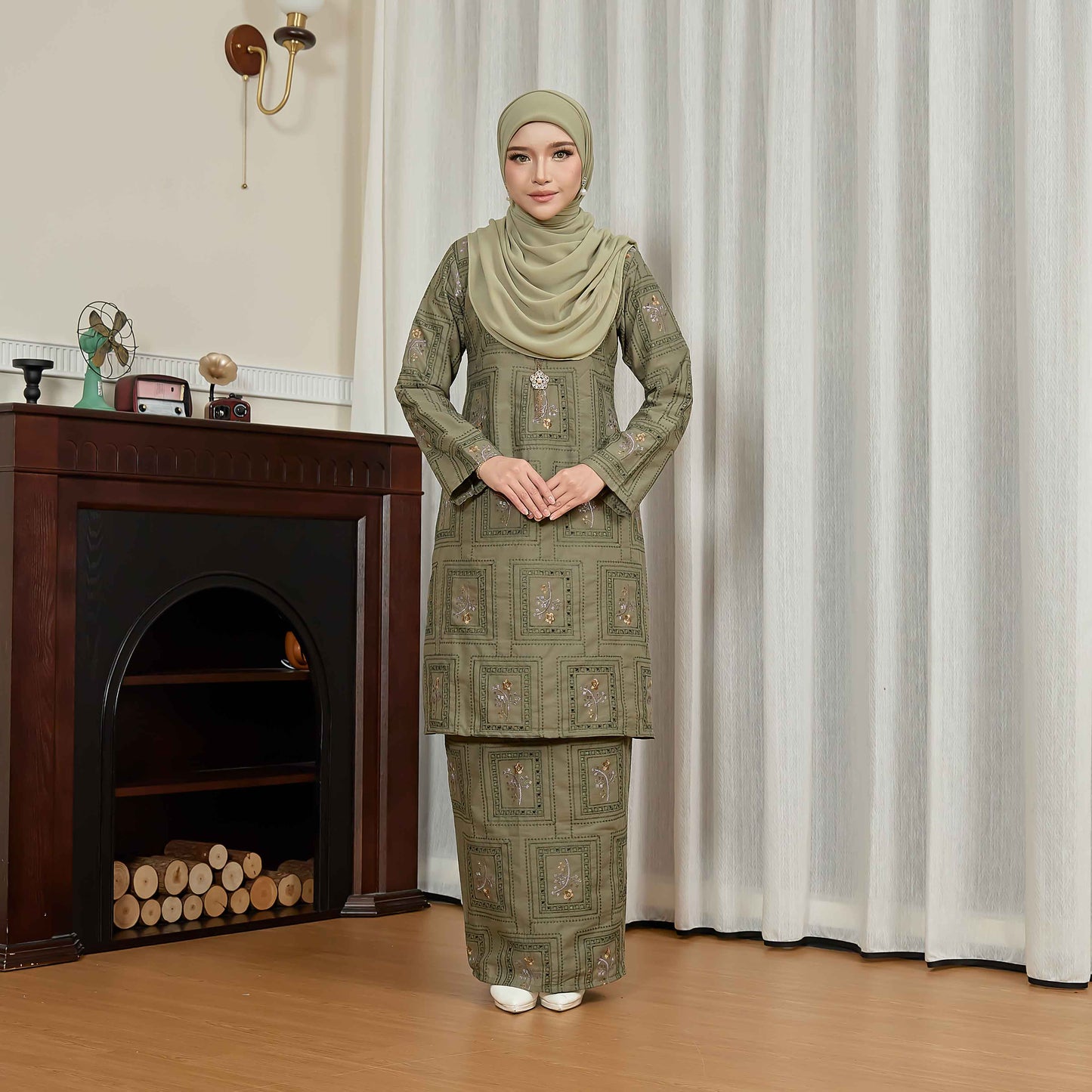 CLARA RIZQA - ALORA baju kurung cantik moden material Cotton Embroidery with lining