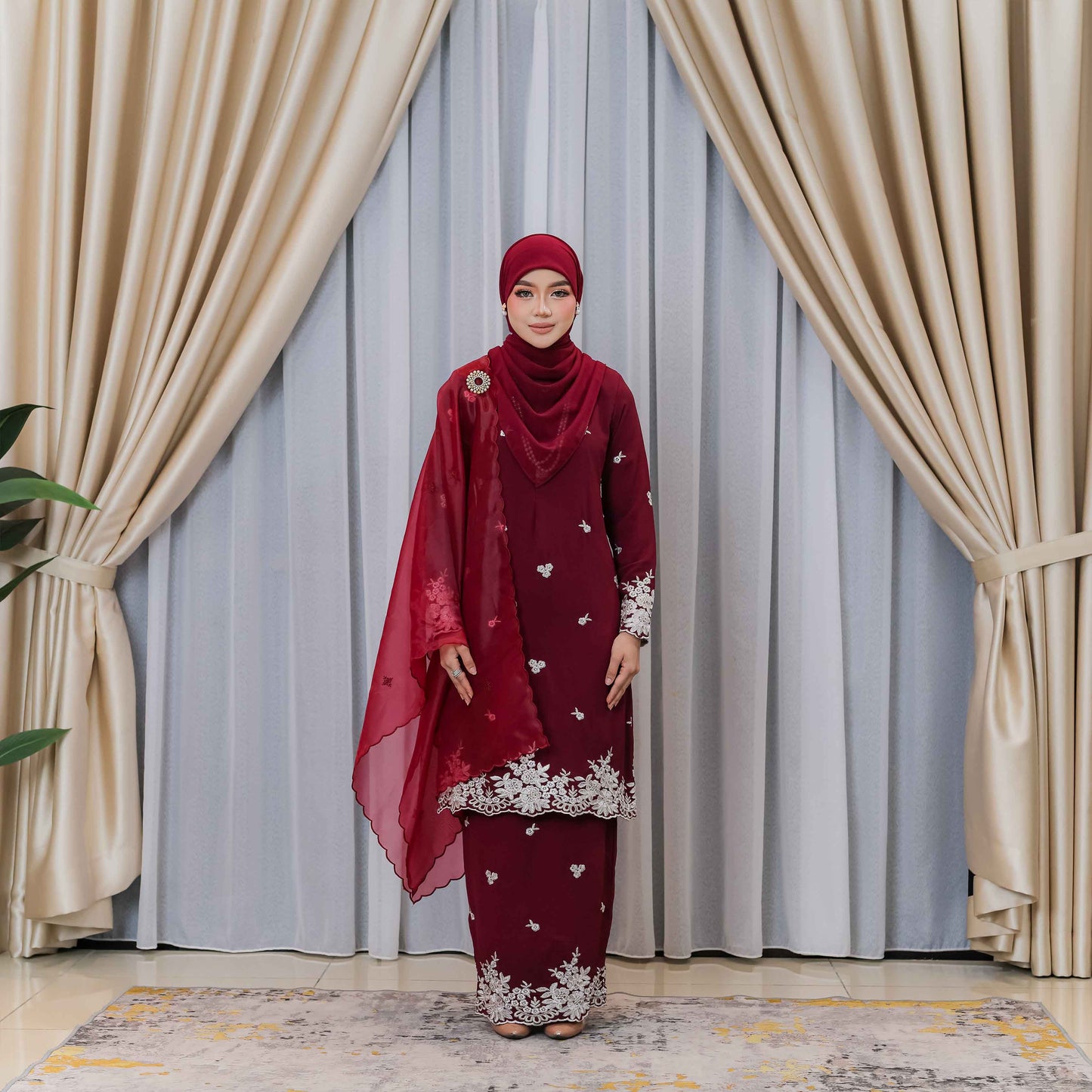 CLARA RIZQA - AVELINE baju kurung cantik material Chiffon embroidery with lining (mom)