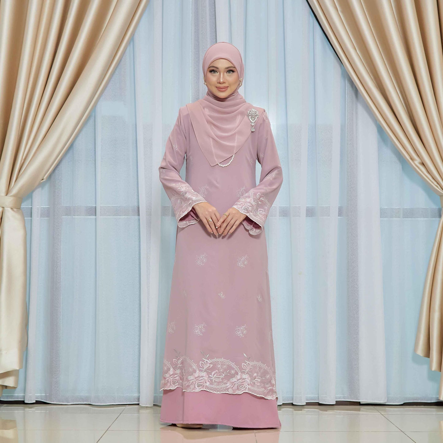 CLARA RIZQA - FEYARA Jubah Abaya material chiffon embroidery with lining como crepe
