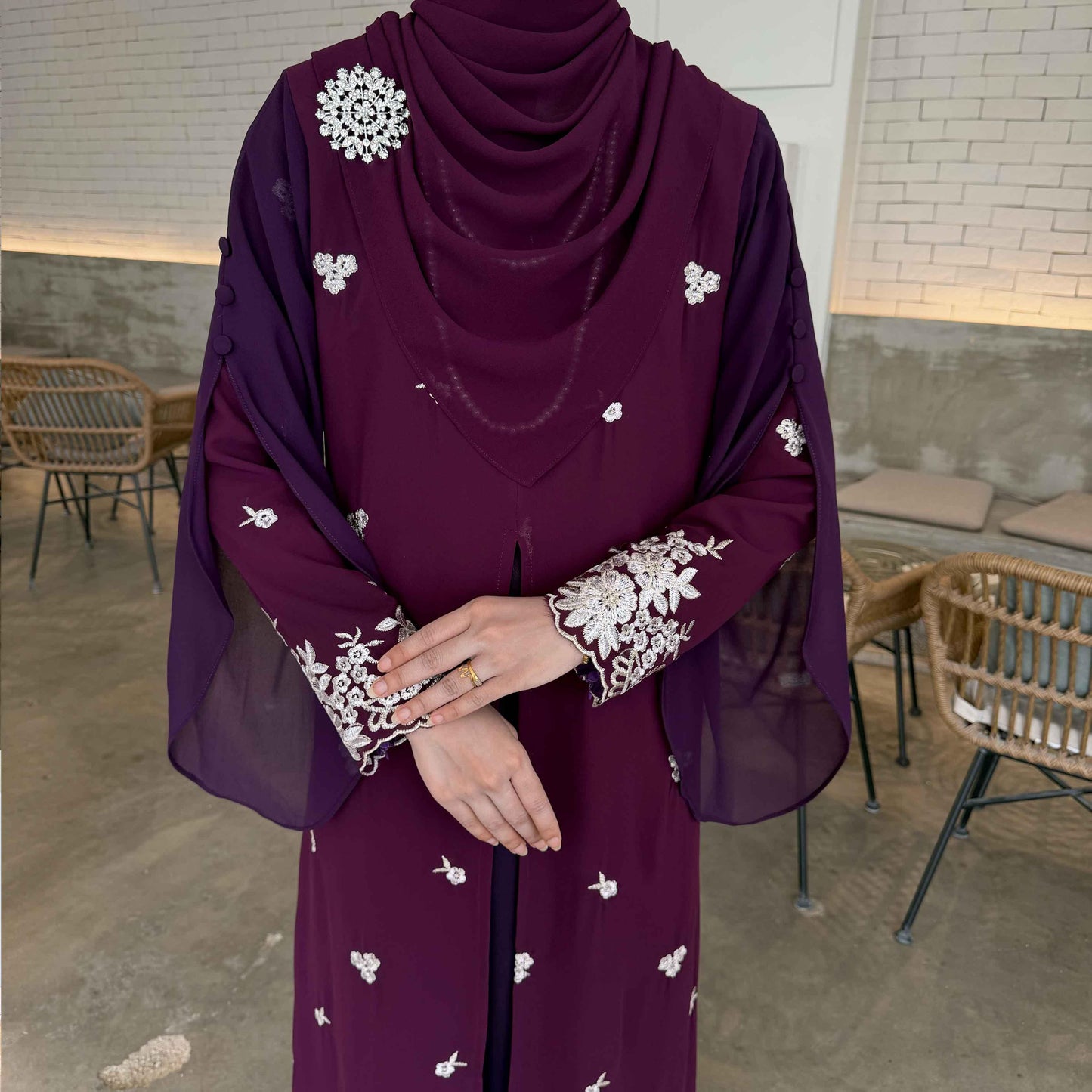 CLARA RIZQA - HAWRA Jubah Abaya material chiffon embroidery with lining como crepe