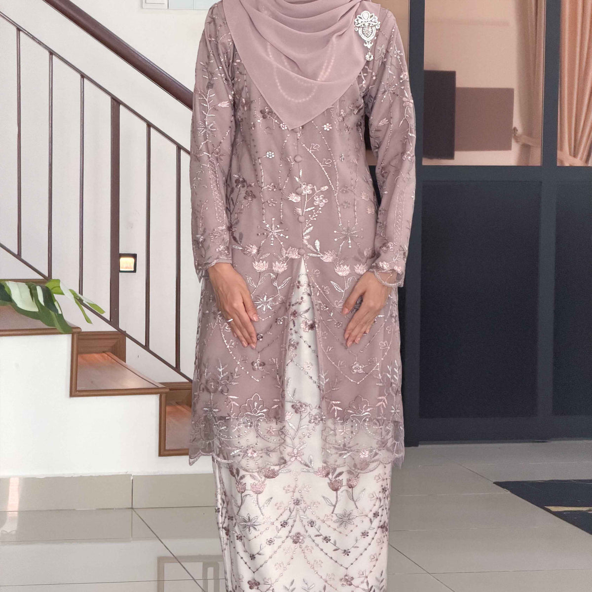 CLARA RIZQA -RAISHA baju kurung muslimah material premium como crepe + Lace