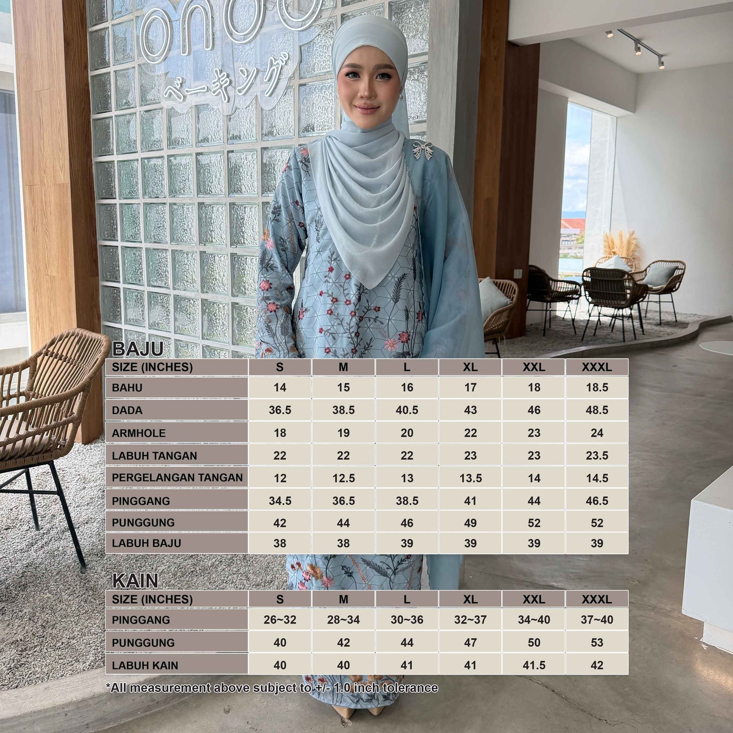 CLARA RIZQA - CAMELLA baju kurung cantik moden material Chiffon Embroidery with lining