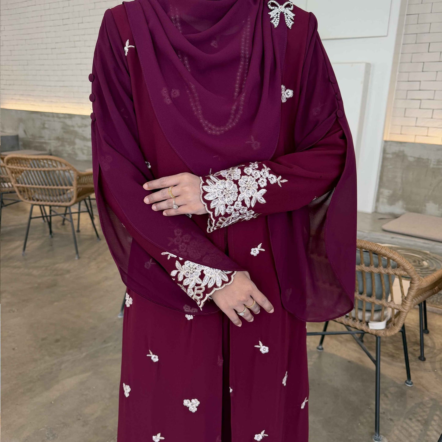 CLARA RIZQA - HAWRA Jubah Abaya material chiffon embroidery with lining como crepe