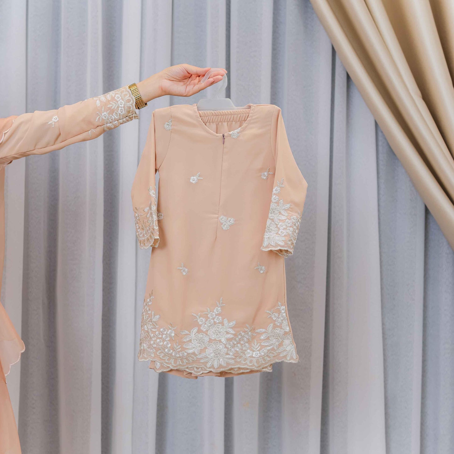 CLARA RIZQA - AVELINE baju kurung cantik material Chiffon embroidery with lining (kids)