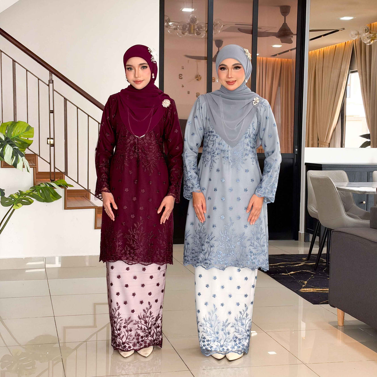 CLARA RIZQA - AYAROSE baju kurung muslimah material premium como crepe + Lace