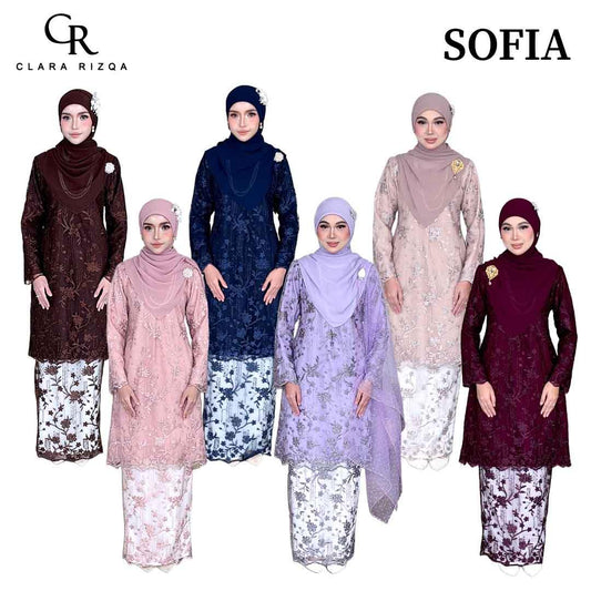 CLARA RIZQA - SOFIA baju kurung muslimah material premium como crepe + Lace