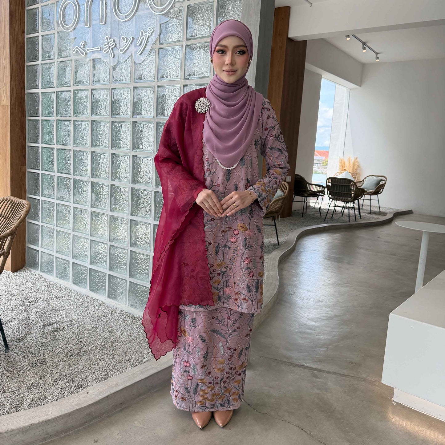 CLARA RIZQA - CAMELLA baju kurung cantik moden material Chiffon Embroidery with lining