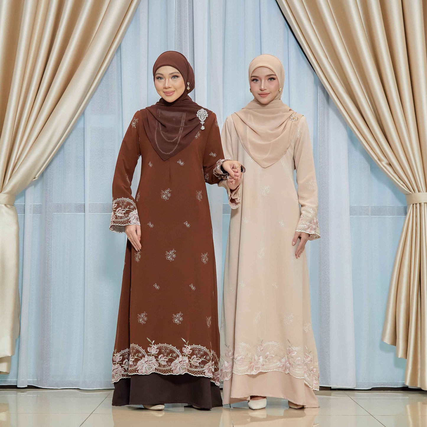 CLARA RIZQA - FEYARA Jubah Abaya material chiffon embroidery with lining como crepe