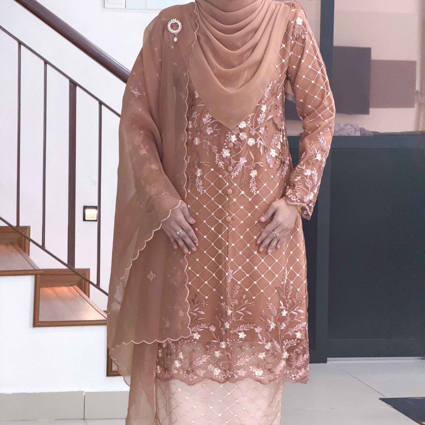 CLARA RIZQA - CALISA baju kurung muslimah material premium como crepe + Lace