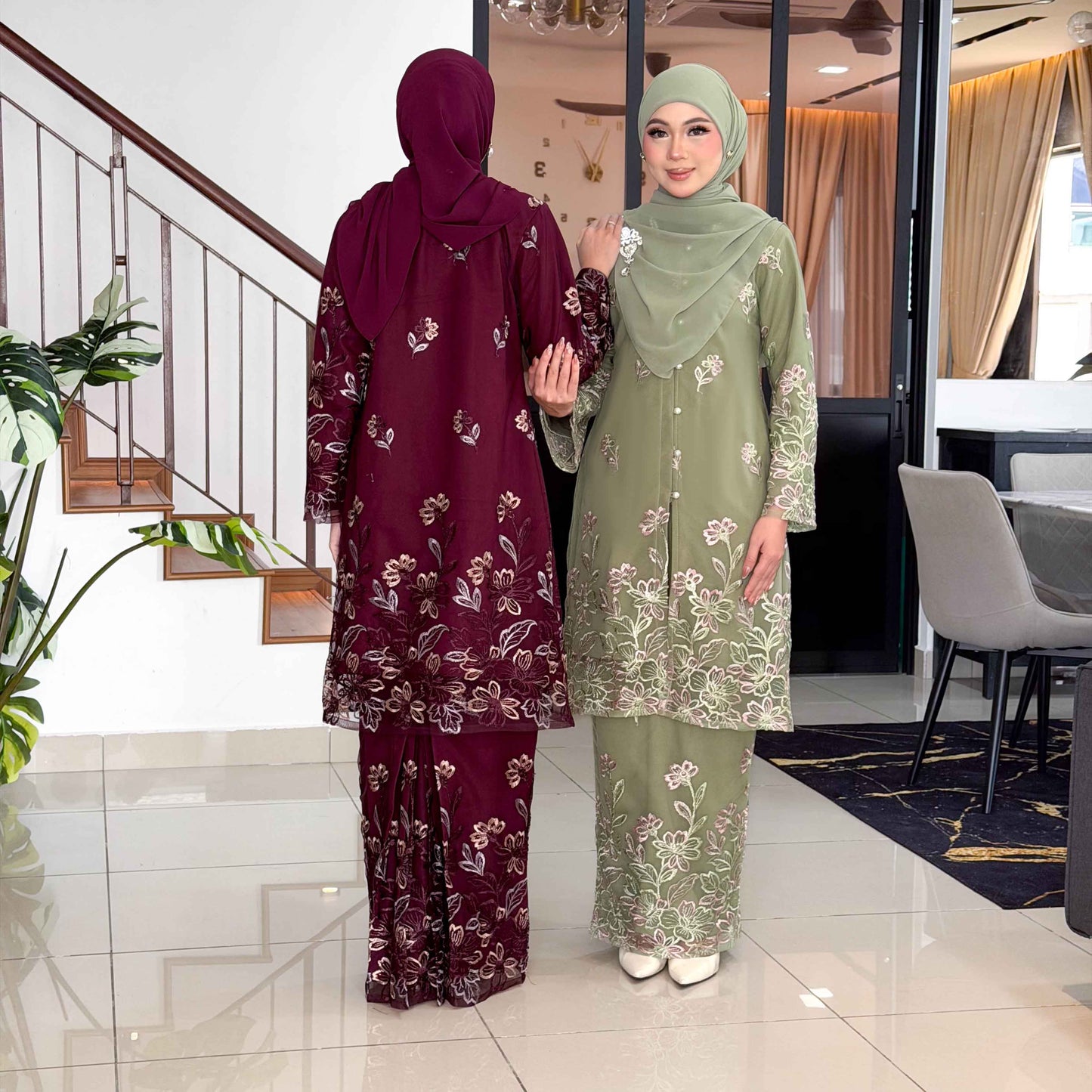 CLARA RIZQA - FEYROSA baju kurung muslimah material premium como crepe + Lace