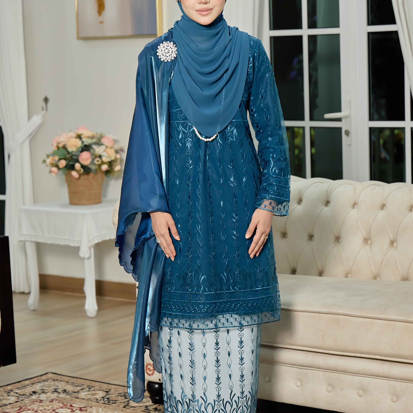 CLARA RIZQA - VIANNA baju kurung muslimah mom material premium como crepe + Lace