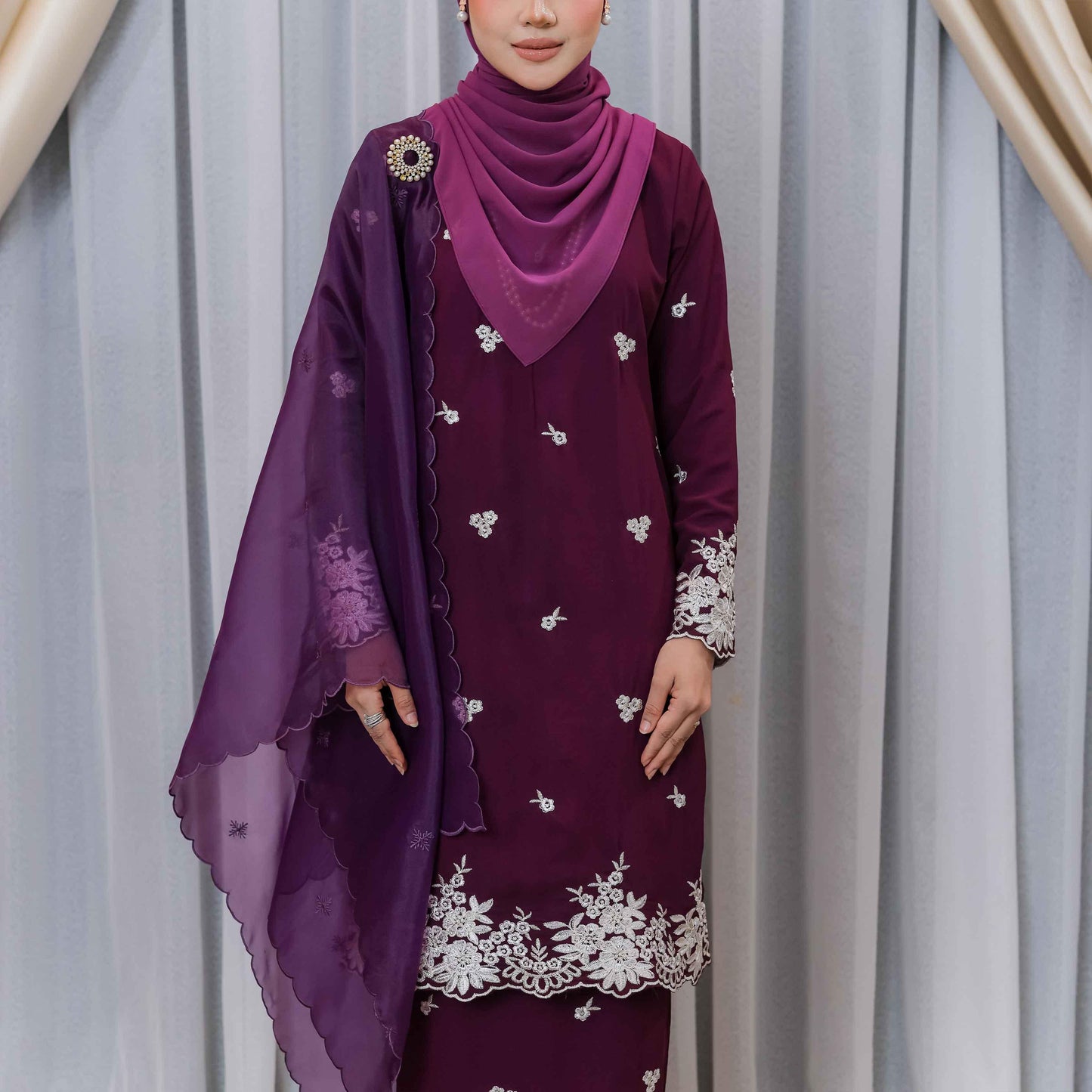 CLARA RIZQA - AVELINE baju kurung cantik material Chiffon embroidery with lining (mom)