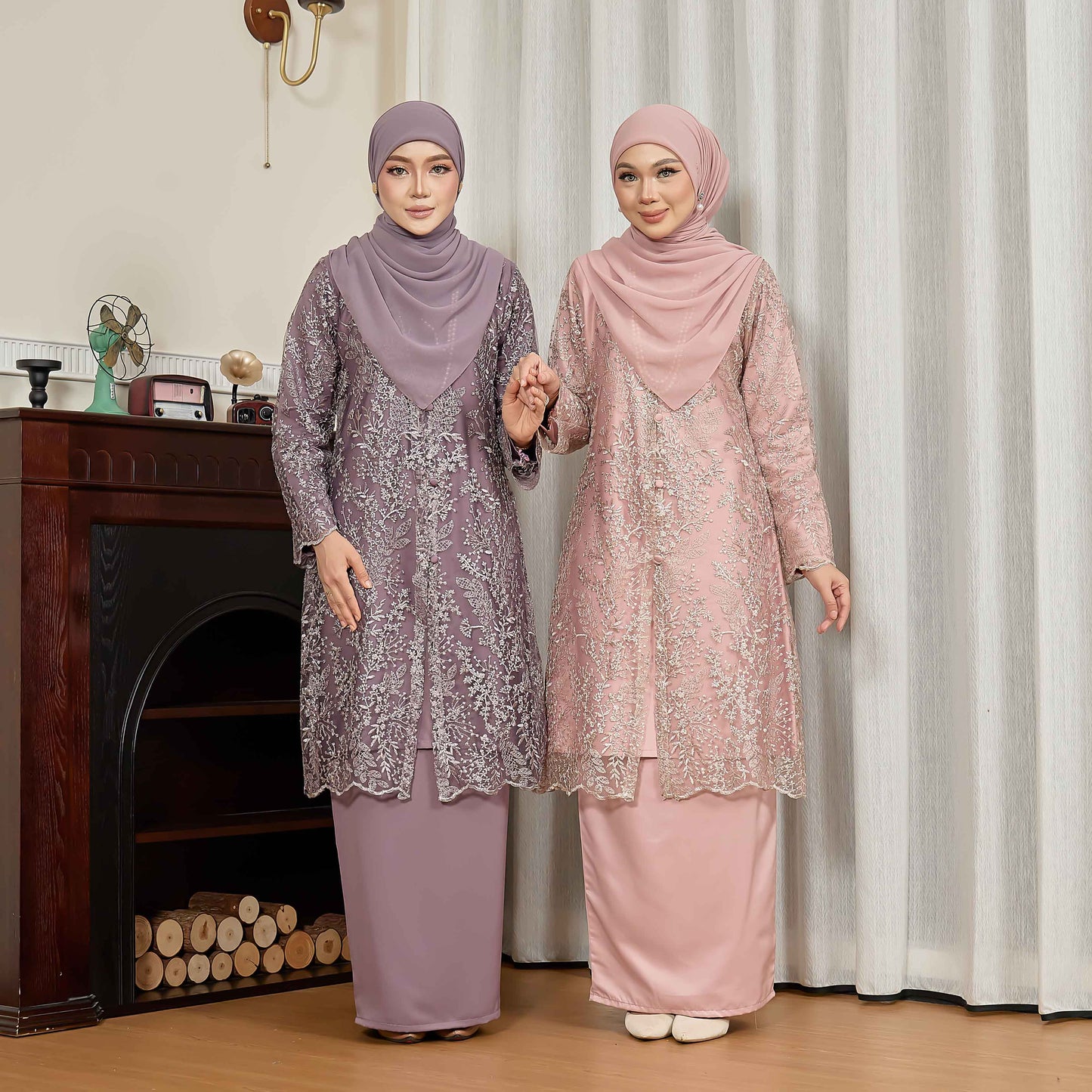 CLARA RIZQA - PETRA baju kurung moden material lace + sutera pearl lace