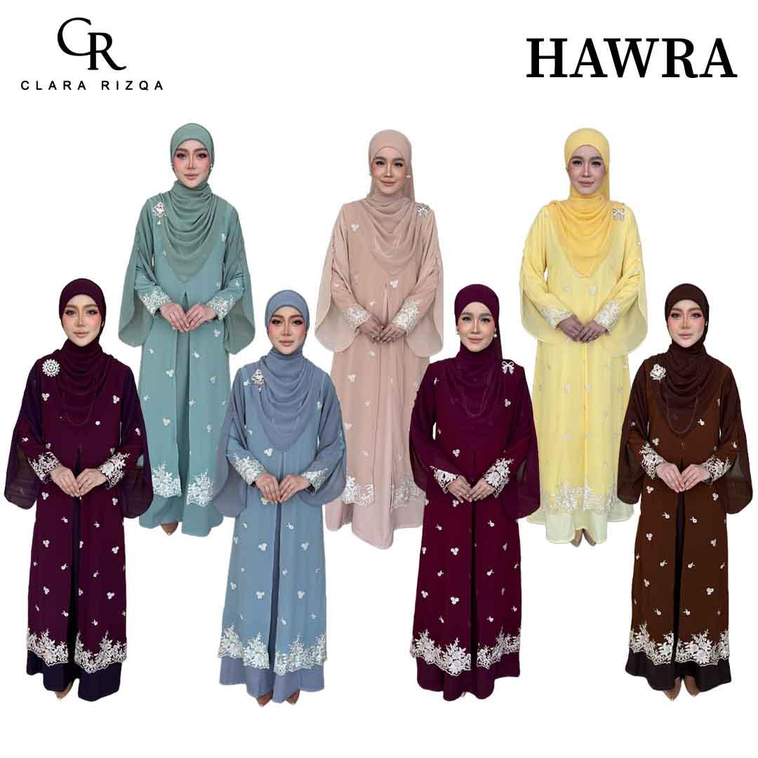 CLARA RIZQA - HAWRA Jubah Abaya material chiffon embroidery with lining como crepe