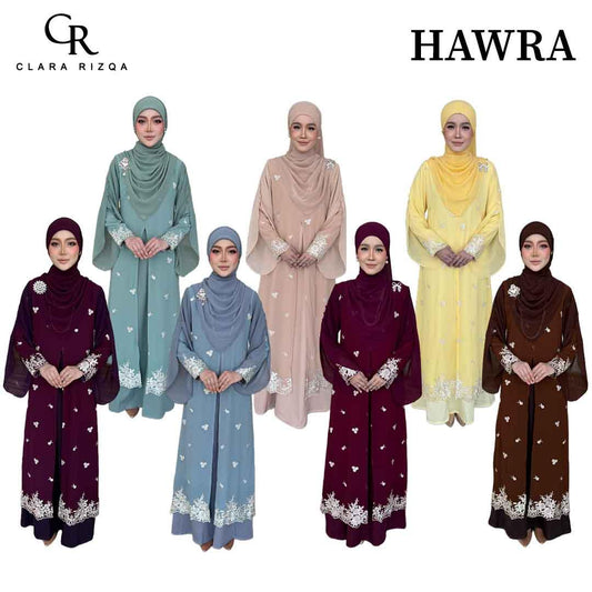 CLARA RIZQA - HAWRA Jubah Abaya material chiffon embroidery with lining como crepe