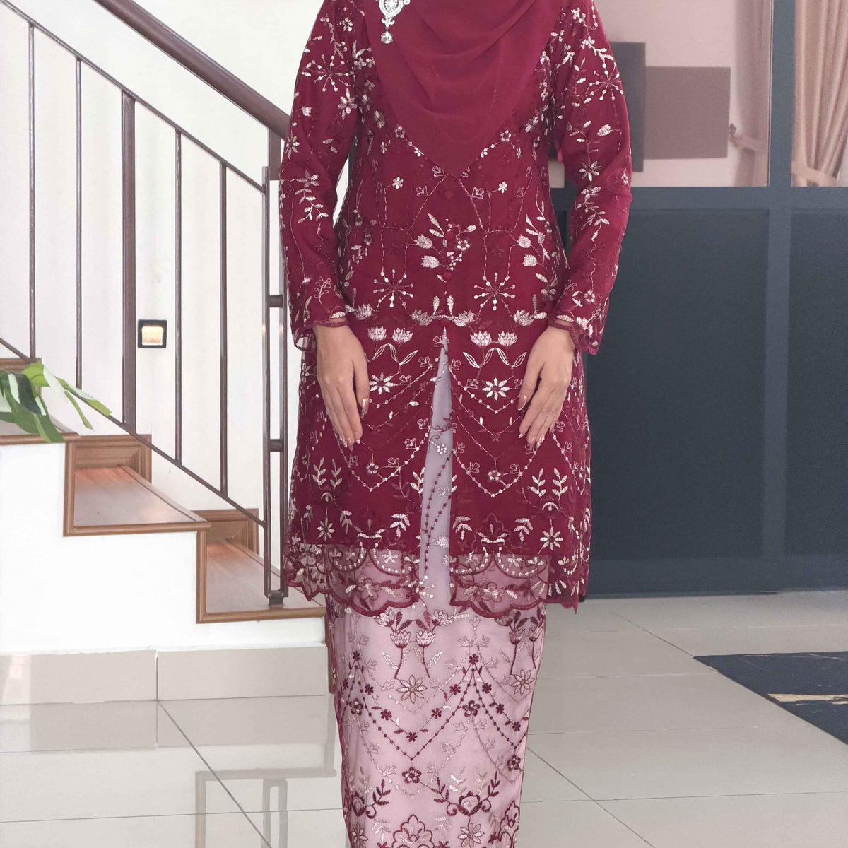 CLARA RIZQA -RAISHA baju kurung muslimah material premium como crepe + Lace