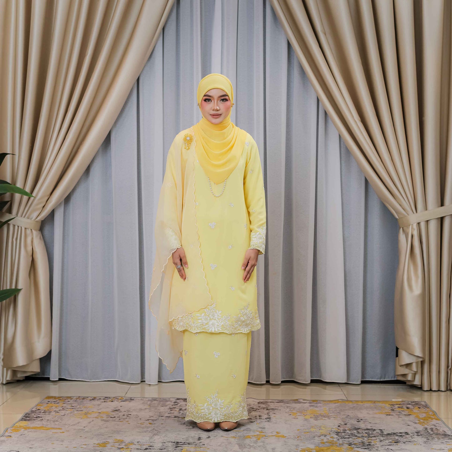 CLARA RIZQA - AVELINE baju kurung cantik material Chiffon embroidery with lining (mom)