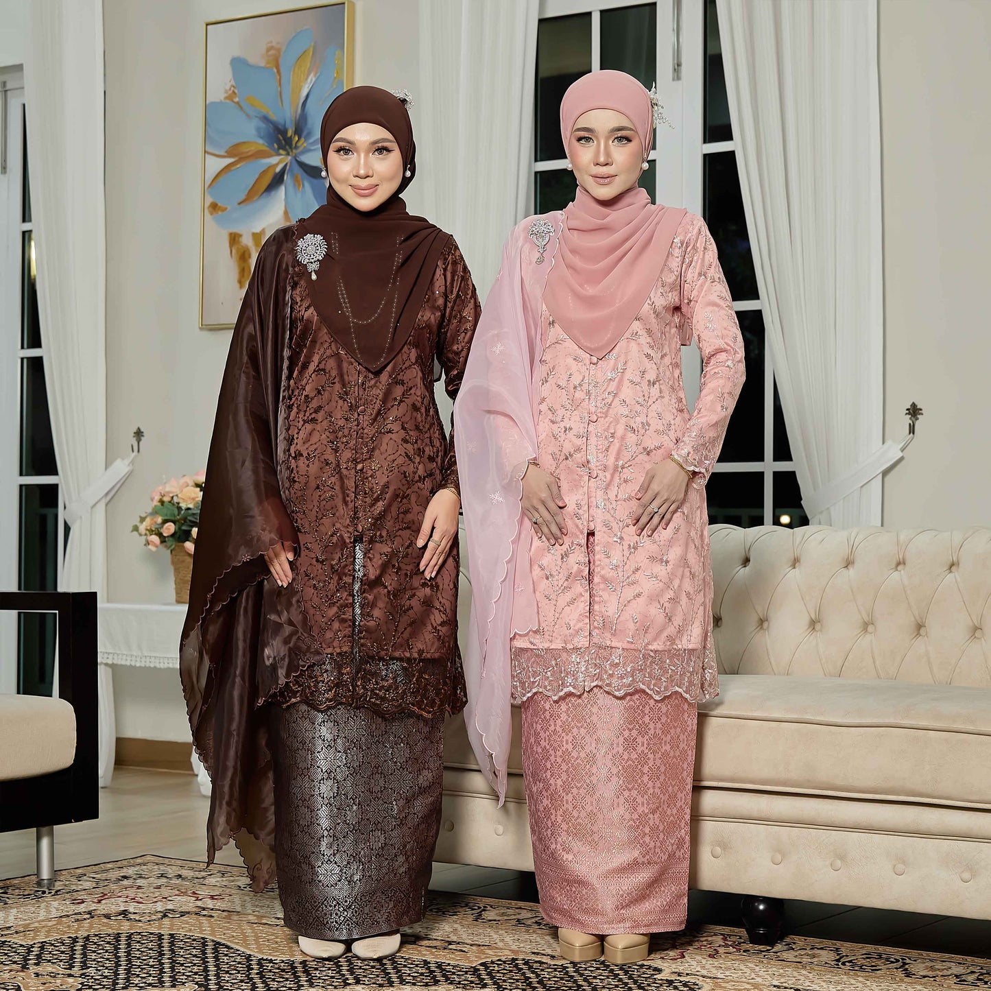 CLARA RIZQA - ROSSABELLE Mom baju kurung muslimah material embroidery lace + satin velvet(lining) + songket