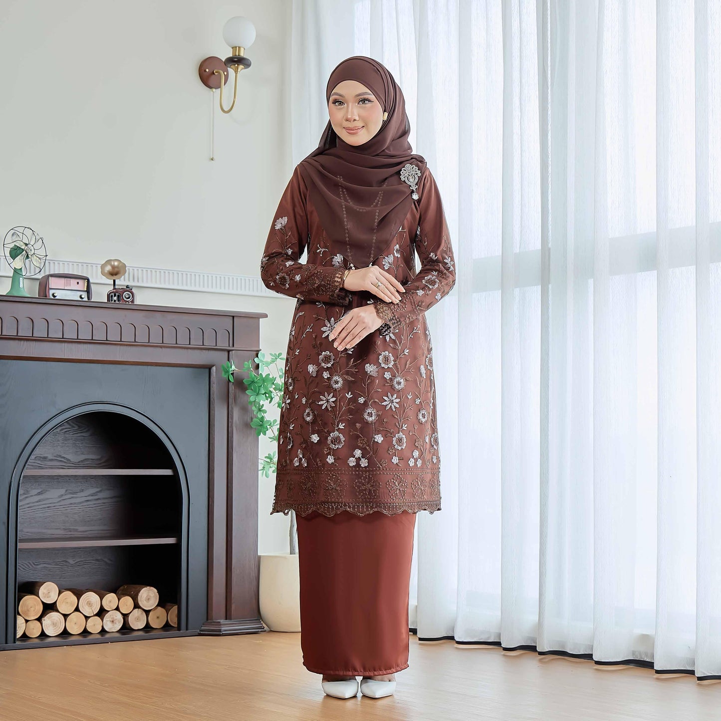 CLARA RIZQA - Catriona Mom baju kurung muslimah material premium pearl skin with lace