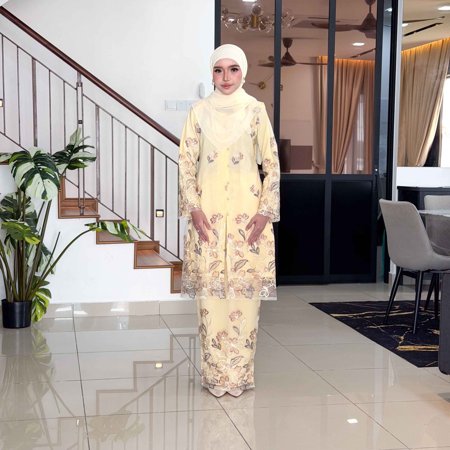 CLARA RIZQA - FEYROSA baju kurung muslimah material premium como crepe + Lace