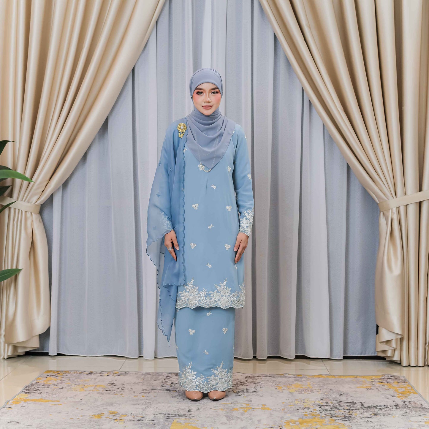 CLARA RIZQA - AVELINE baju kurung cantik material Chiffon embroidery with lining (mom)