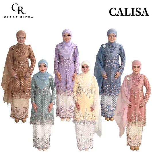 CLARA RIZQA - CALISA baju kurung muslimah material premium como crepe + Lace