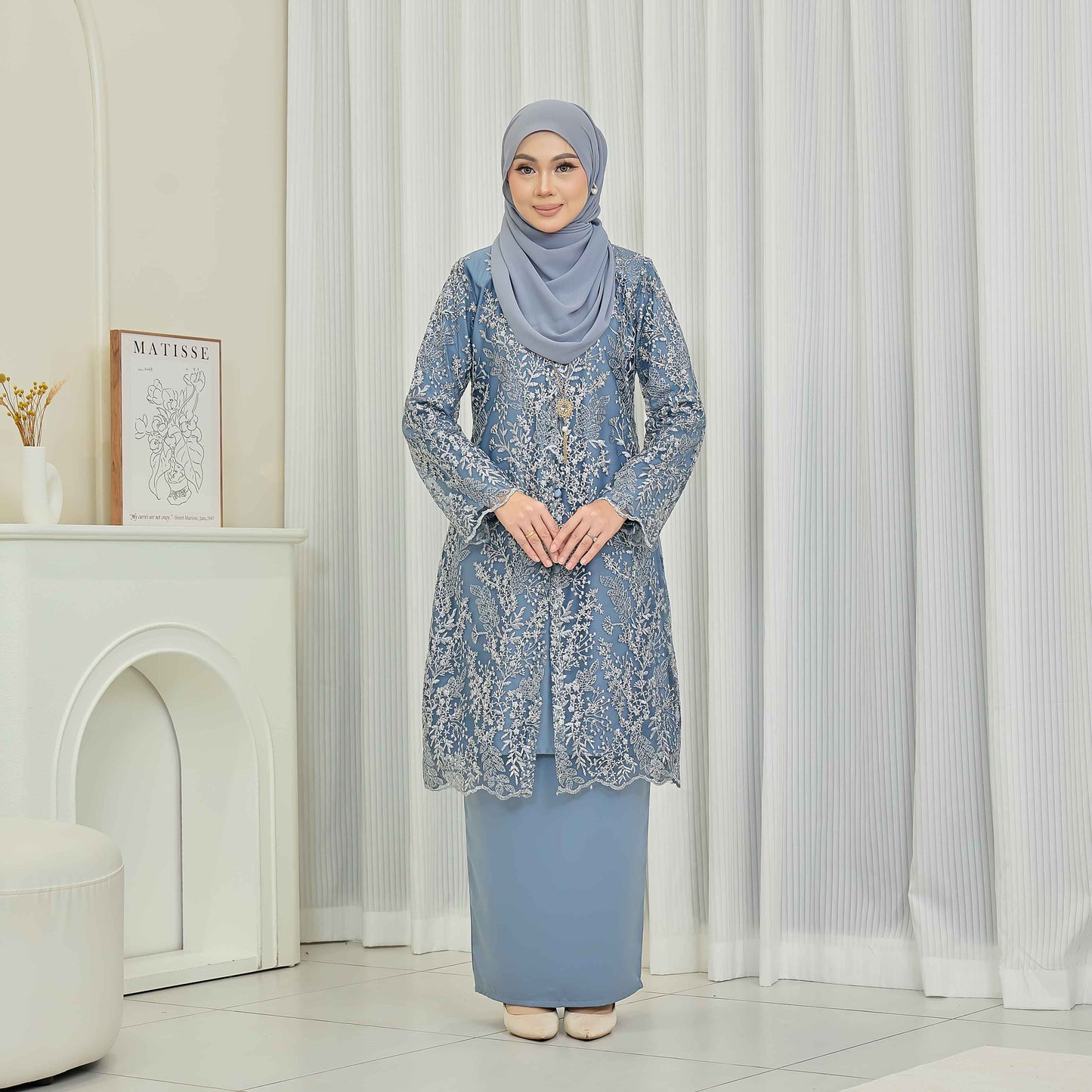 CLARA RIZQA - PETRA baju kurung moden material lace + sutera pearl lace