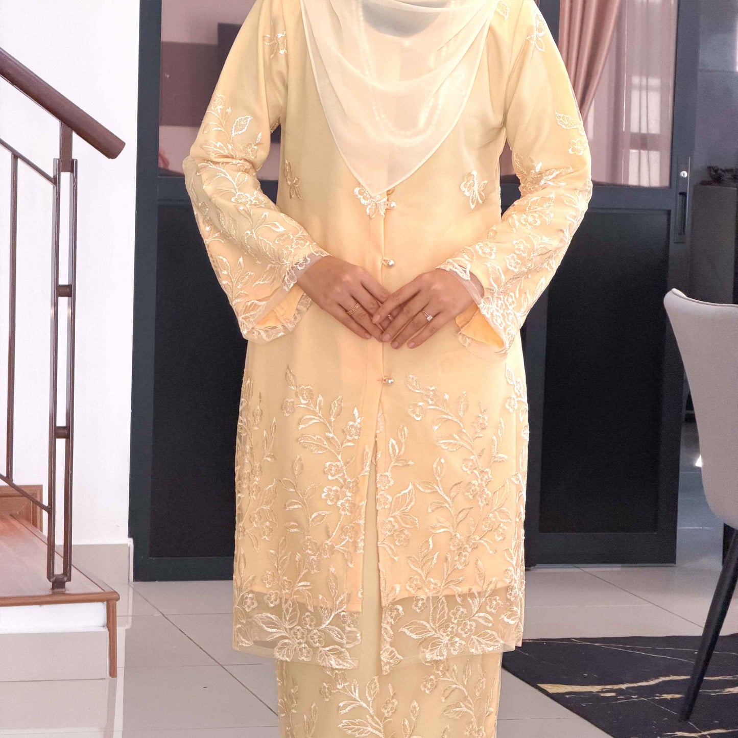 CLARA RIZQA - DALISHA baju kurung muslimah material premium como crepe + Lace