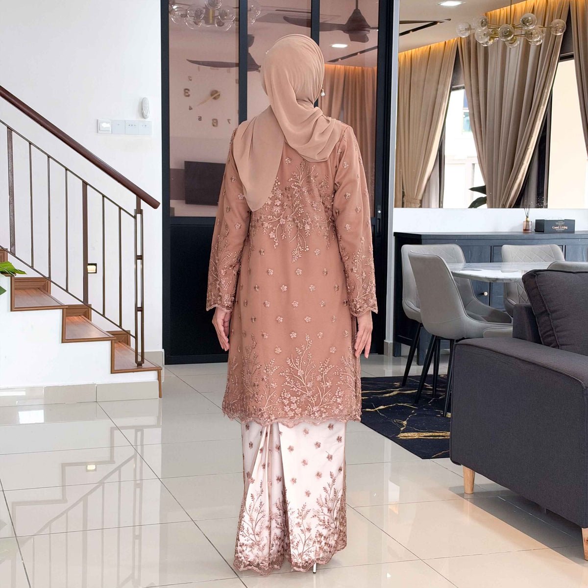 CLARA RIZQA - AYAROSE baju kurung muslimah material premium como crepe + Lace