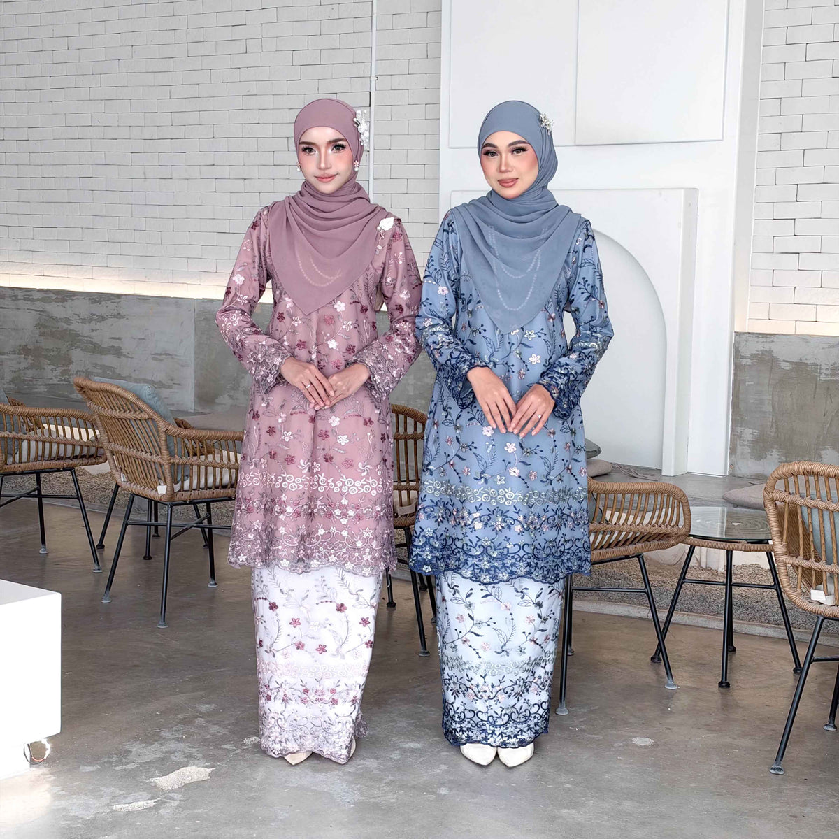 CLARA RIZQA - YASMIN baju kurung muslimah material premium como crepe + Lace
