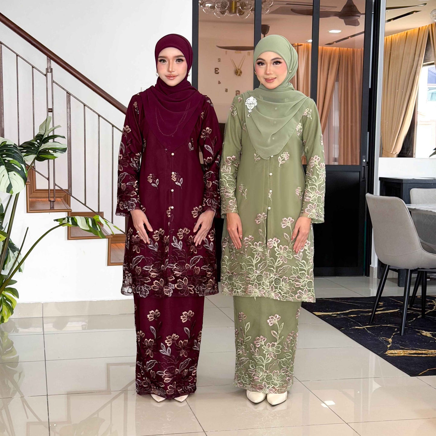 CLARA RIZQA - FEYROSA baju kurung muslimah material premium como crepe + Lace