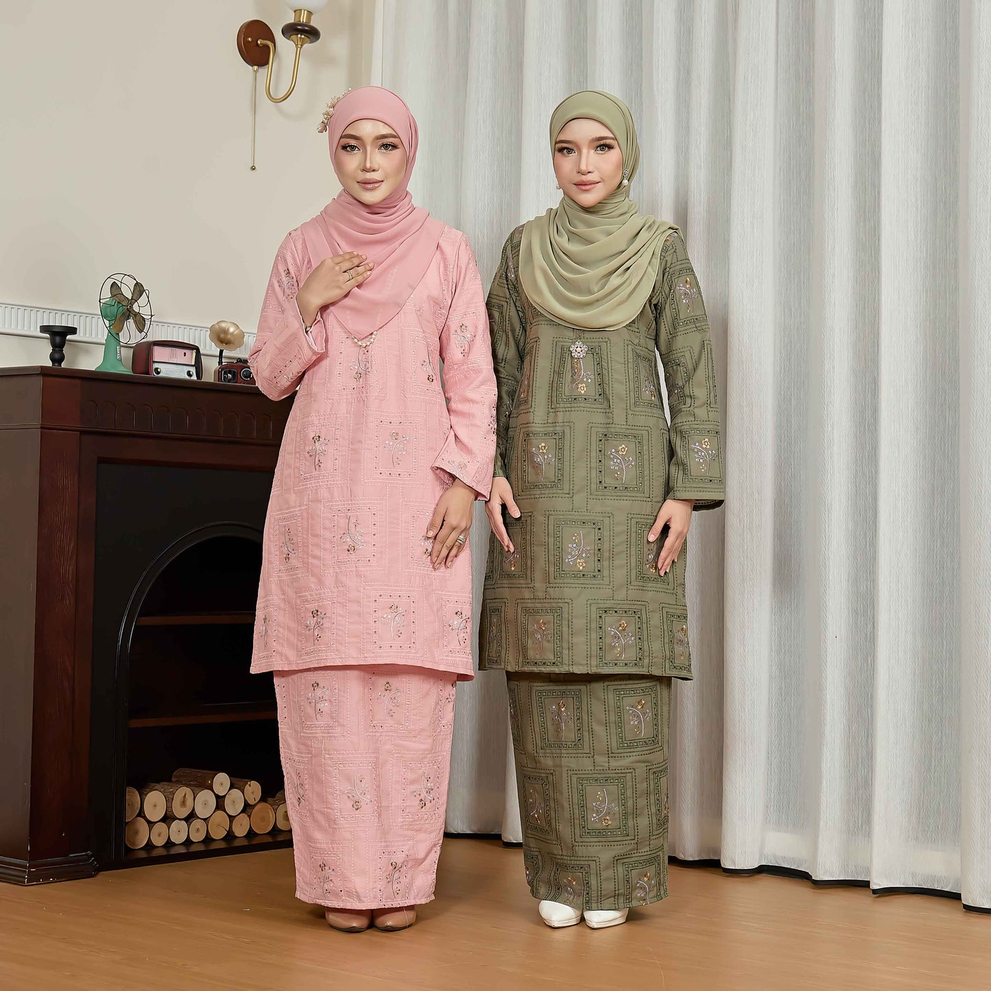 CLARA RIZQA - ALORA baju kurung cantik moden material Cotton Embroidery with lining