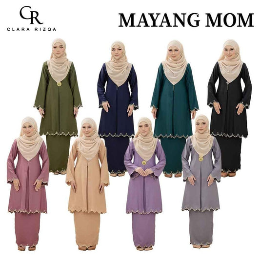 CLARA RIZQA - KURUNG MAYANG MOM baju kurung  pahang material sutera dobby sulam