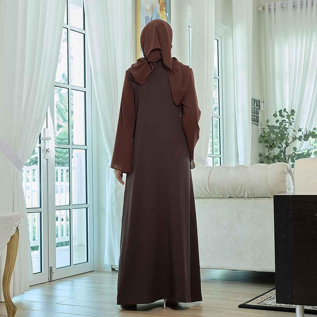 CLARA RIZQA - NOUR Jubah Lace Muslimah + Shawl Material Chiffon + Lace + Chiffon
