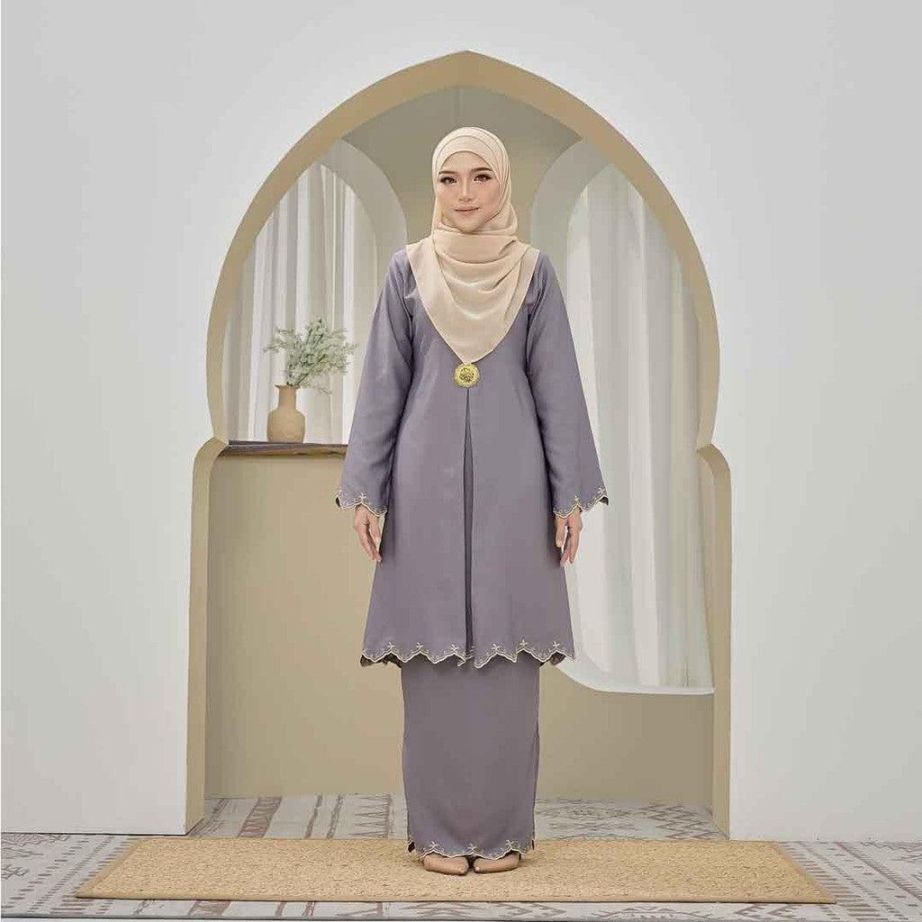 CLARA RIZQA - KURUNG MAYANG MOM baju kurung  pahang material sutera dobby sulam