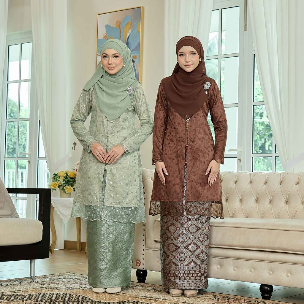 CLARA RIZQA - Laurabelle Mom baju kurung muslimah material embroidery lace + satin velvet(lining) + songket