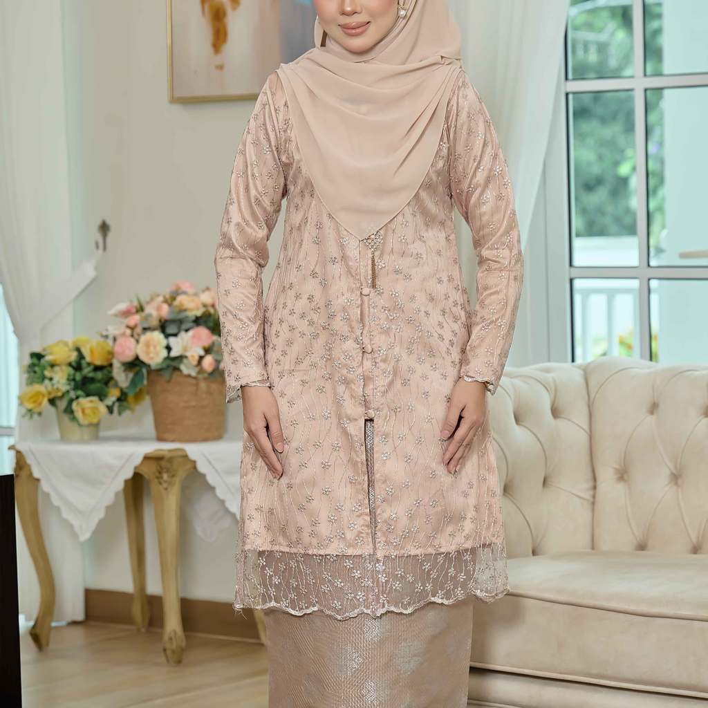 CLARA RIZQA - Laurabelle Mom baju kurung muslimah material embroidery lace + satin velvet(lining) + songket
