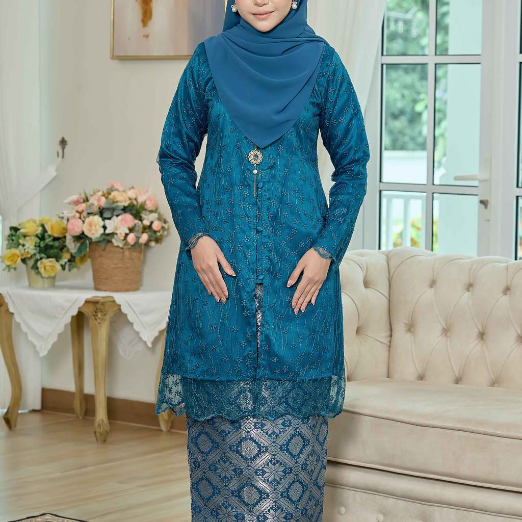 CLARA RIZQA - Laurabelle Mom baju kurung muslimah material embroidery lace + satin velvet(lining) + songket