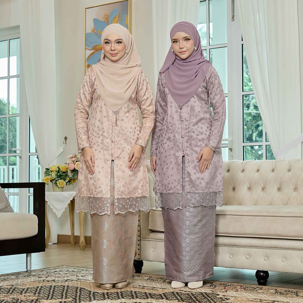 CLARA RIZQA - Laurabelle Mom baju kurung muslimah material embroidery lace + satin velvet(lining) + songket