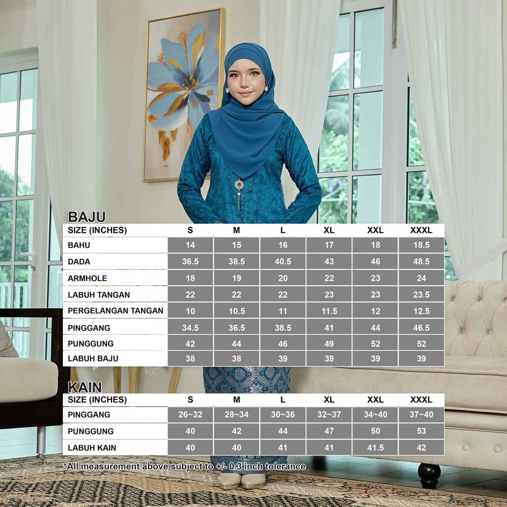 CLARA RIZQA - Laurabelle Mom baju kurung muslimah material embroidery lace + satin velvet(lining) + songket