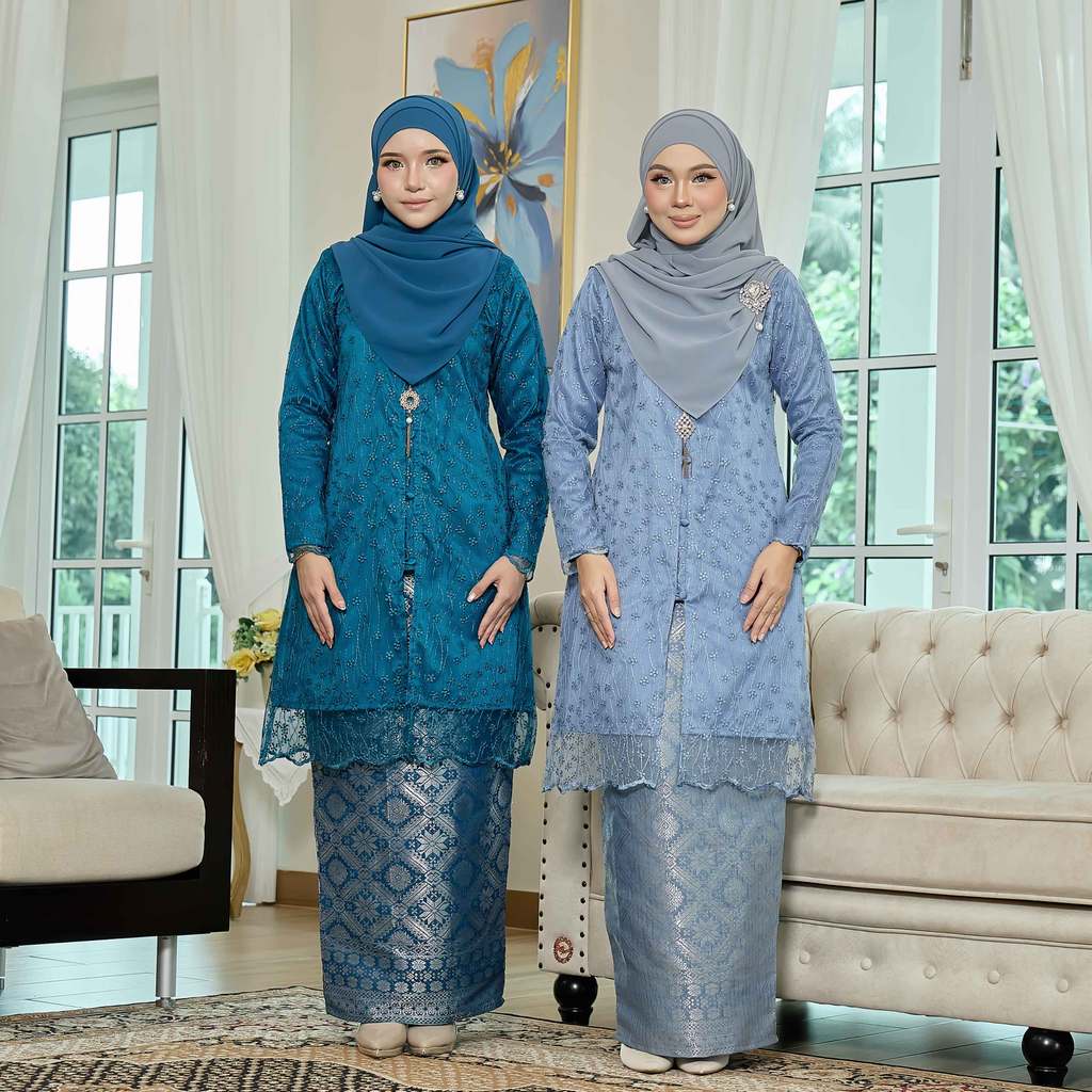 CLARA RIZQA - Laurabelle Mom baju kurung muslimah material embroidery lace + satin velvet(lining) + songket