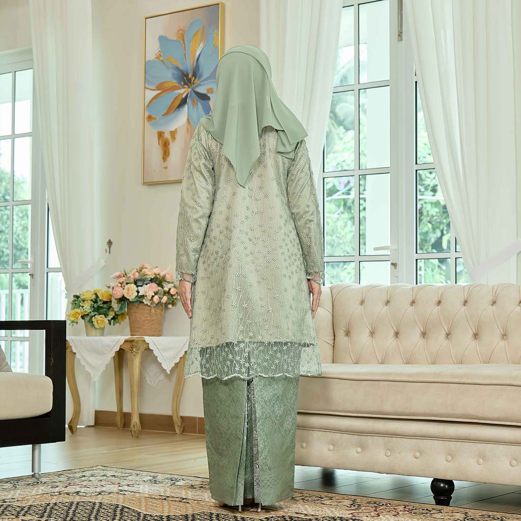 CLARA RIZQA - Laurabelle Mom baju kurung muslimah material embroidery lace + satin velvet(lining) + songket