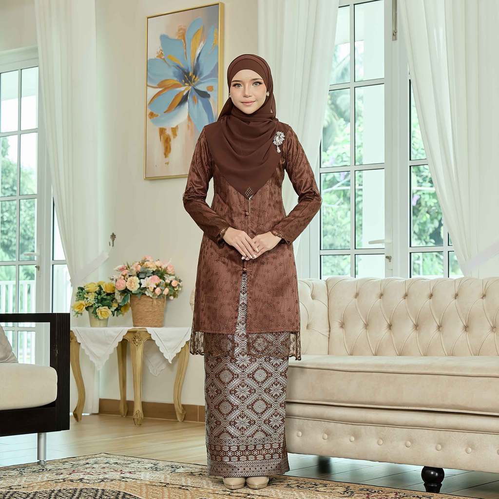 CLARA RIZQA - Laurabelle Mom baju kurung muslimah material embroidery lace + satin velvet(lining) + songket