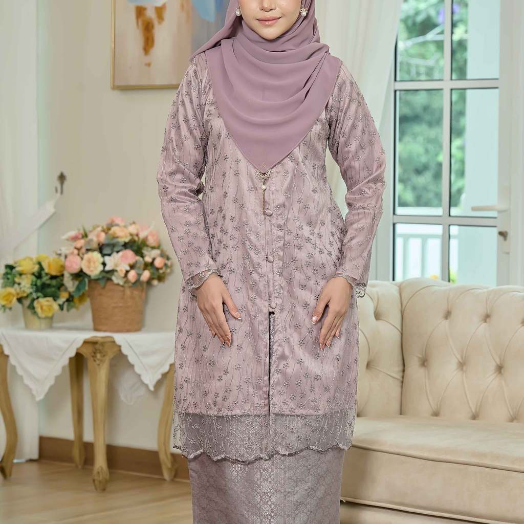 CLARA RIZQA - Laurabelle Mom baju kurung muslimah material embroidery lace + satin velvet(lining) + songket