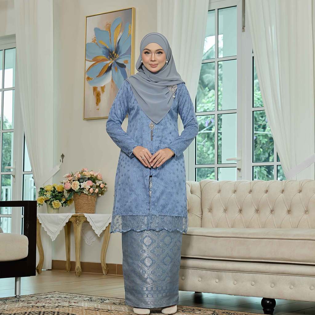 CLARA RIZQA - Laurabelle Mom baju kurung muslimah material embroidery lace + satin velvet(lining) + songket
